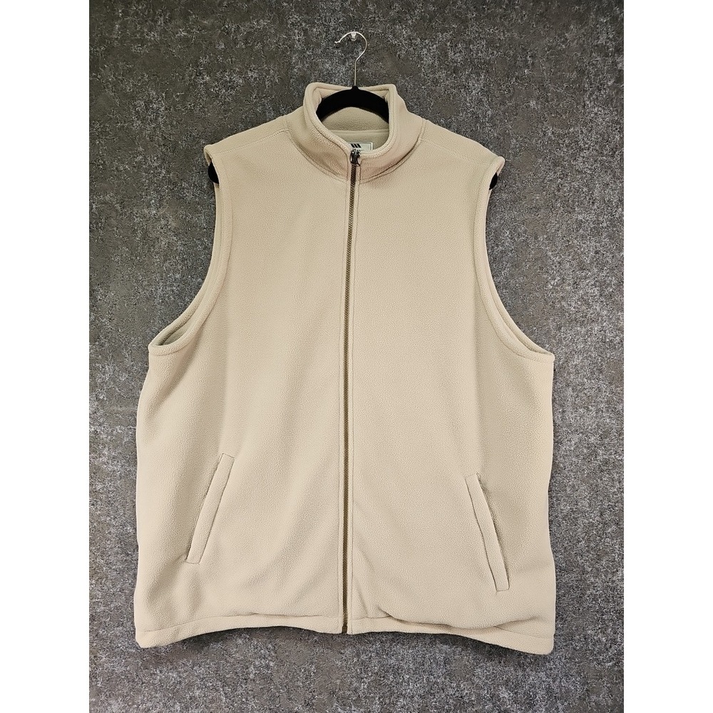 A.M. Player Fleece Vest, Zip Up, Tan, Size XL